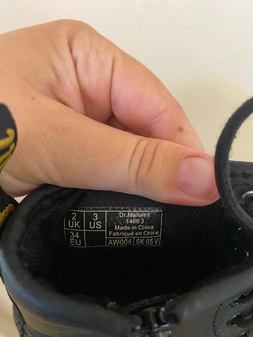 Dr. Martens 1460 J Black Leather Lace Up Ankle Combat Boots Size US 3 Kids